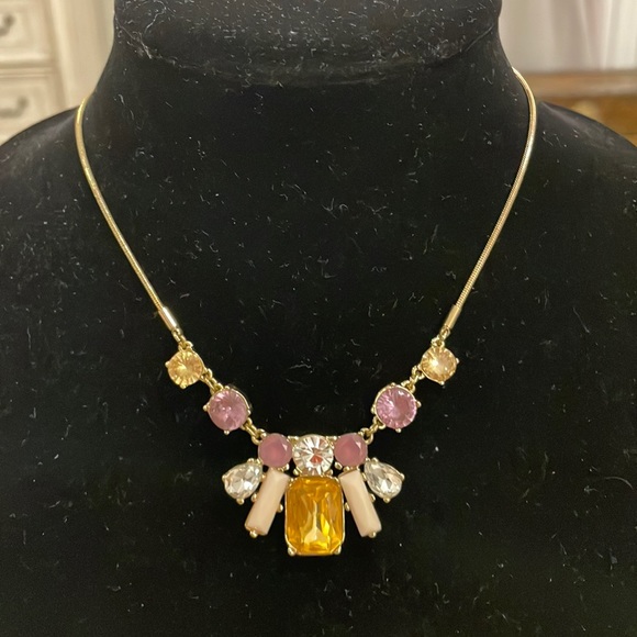 Nine West Vintage Gold Tone Rhinestone Statement Necklace Costume - Picture 1 of 4